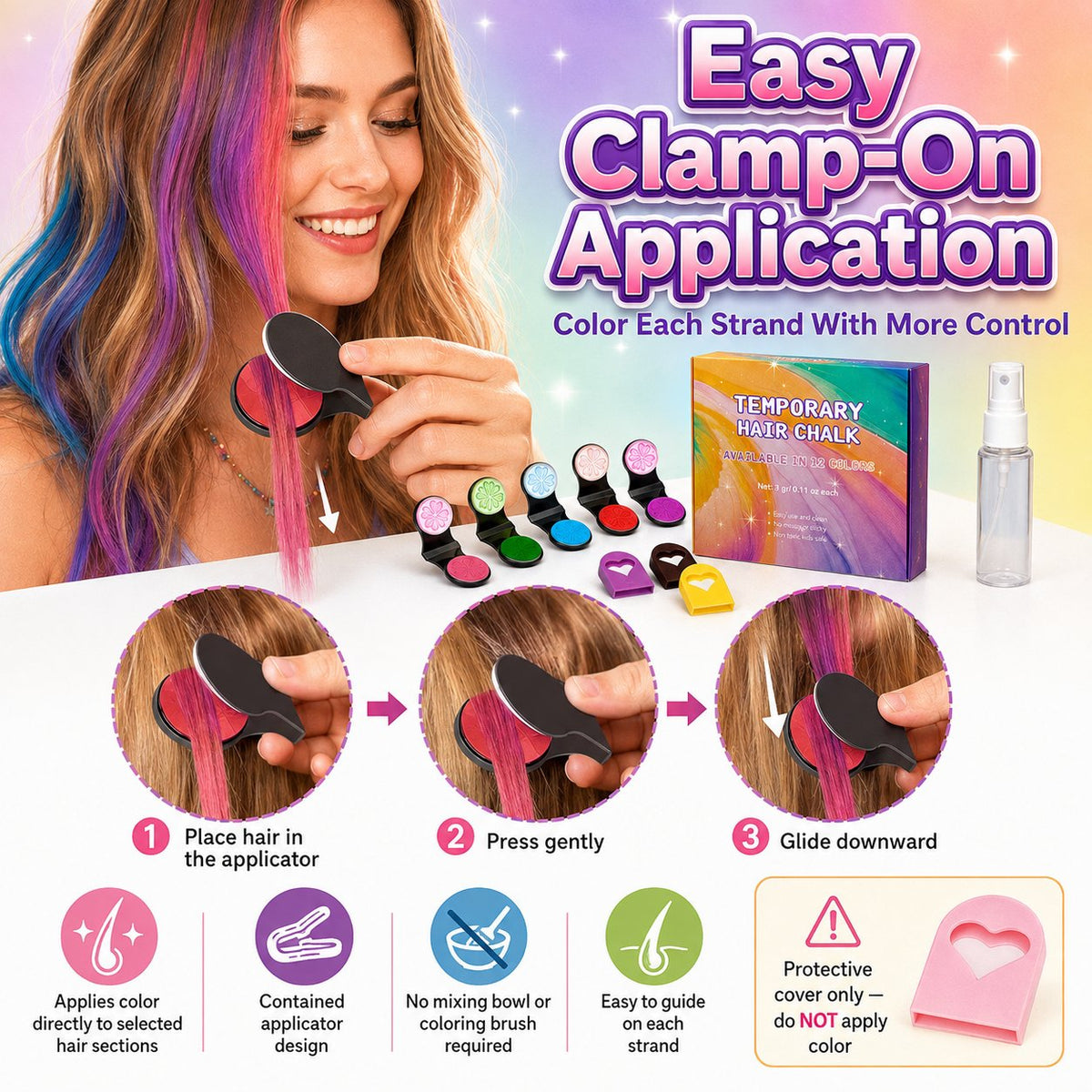 🔥Last Day 20% OFF🌈12-Color Temporary Hair Chalk Applicator Set