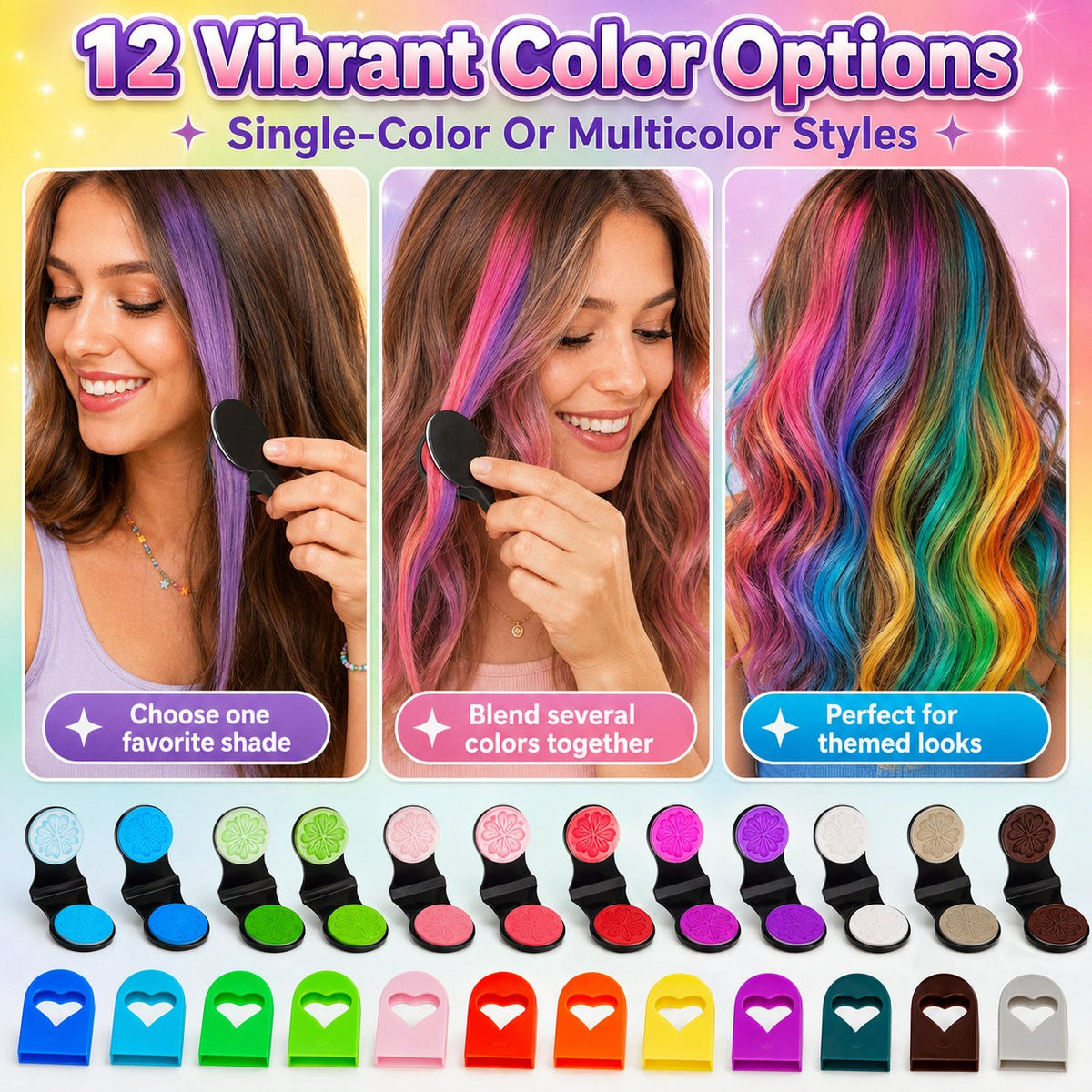 🔥Last Day 20% OFF🌈12-Color Temporary Hair Chalk Applicator Set