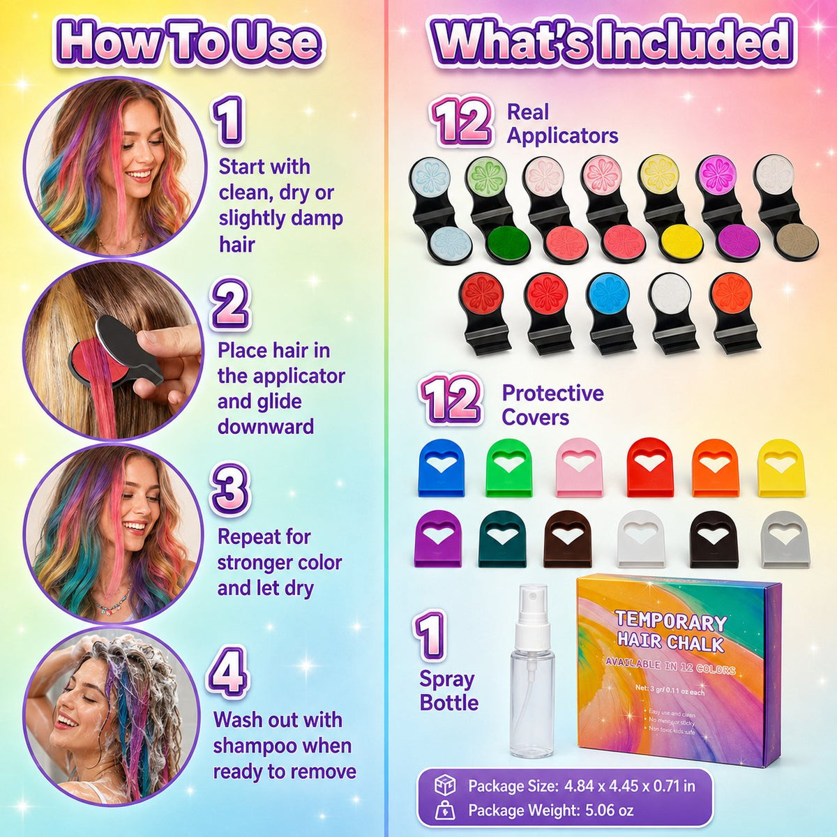 🔥Last Day 20% OFF🌈12-Color Temporary Hair Chalk Applicator Set