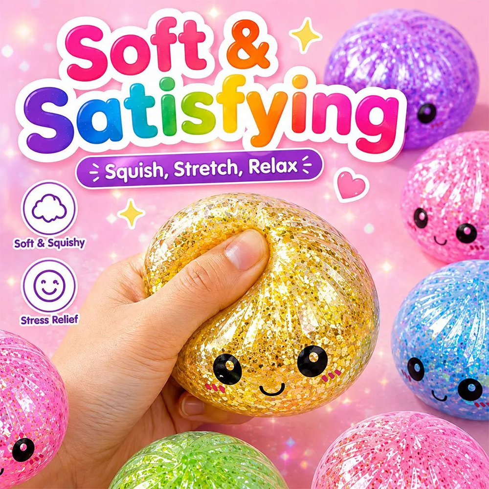 🌈 Sparkling Halloween Ghost Squeeze Toy | Soft Stress-Relief Toy | Portable Hand-Held Stress Reliever