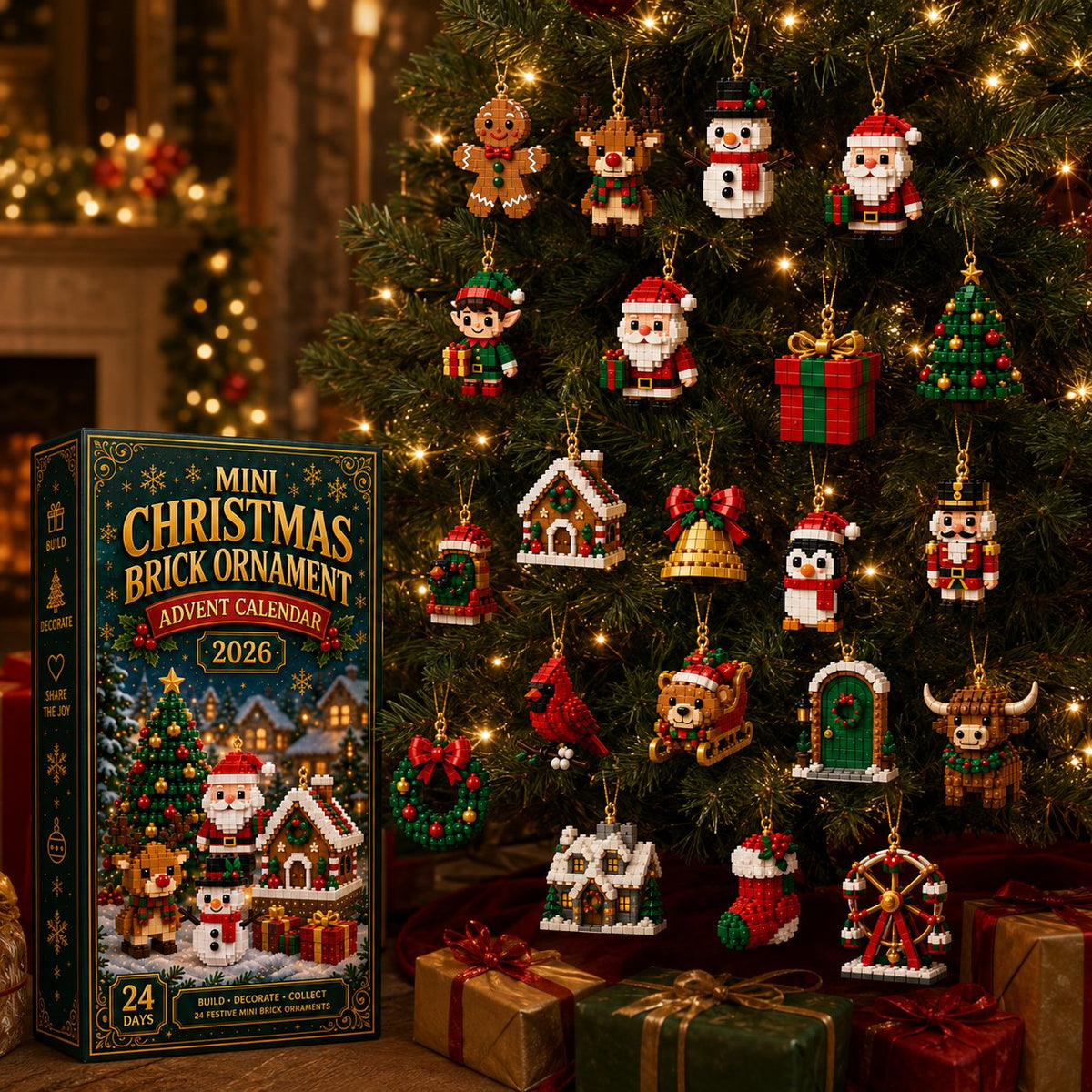 ⏳ Last day to save 80% – 🎄 24-Day Mini Christmas Ornament Advent Calendar | 24 unique festive buildable designs with hanging loops—perfect for decorating Christmas trees, wreaths, and holiday displays 🧱