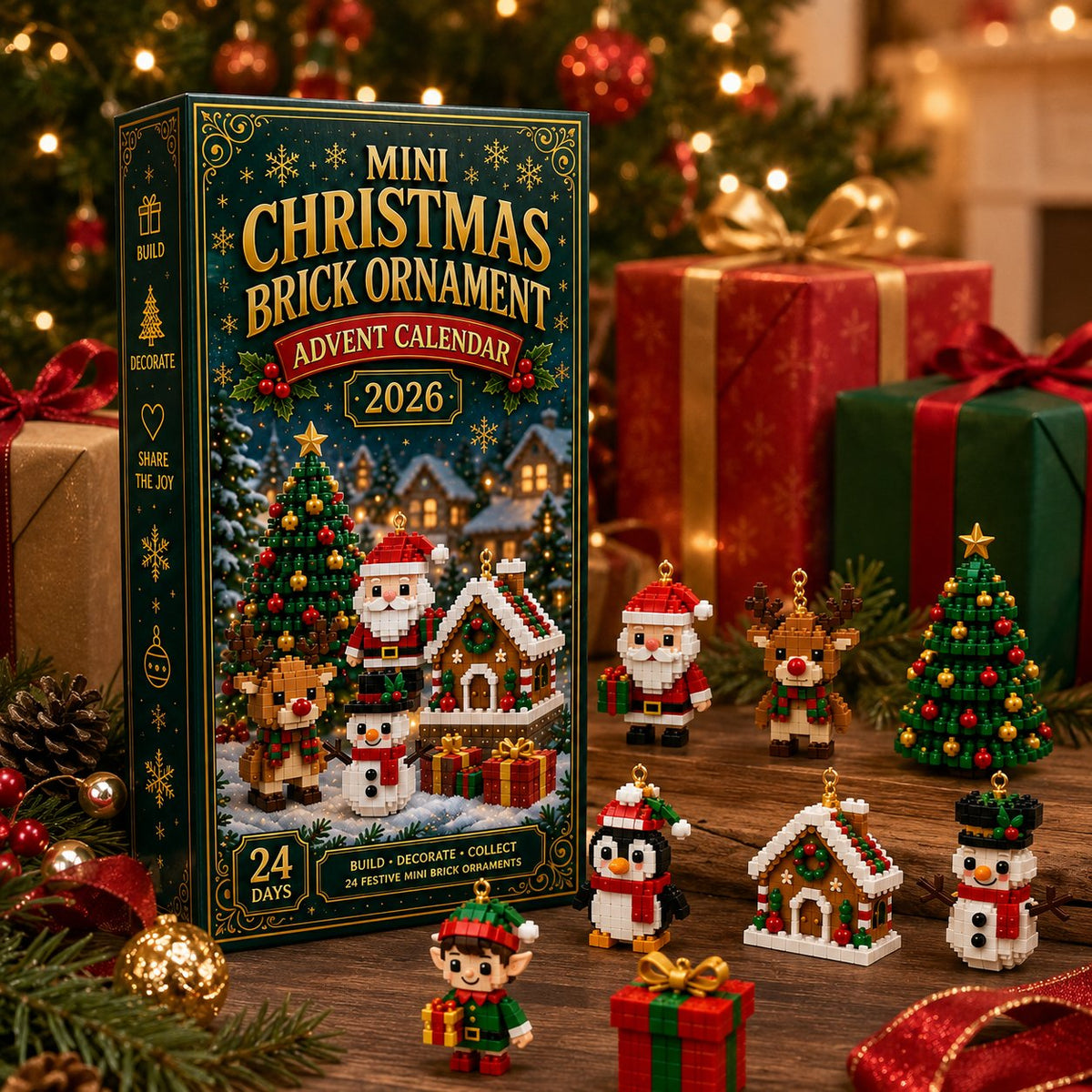 ⏳ Last day to save 80% – 🎄 24-Day Mini Christmas Ornament Advent Calendar | 24 unique festive buildable designs with hanging loops—perfect for decorating Christmas trees, wreaths, and holiday displays 🧱