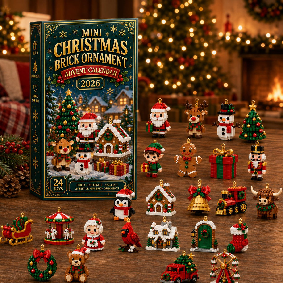 ⏳ Last day to save 80% – 🎄 24-Day Mini Christmas Ornament Advent Calendar | 24 unique festive buildable designs with hanging loops—perfect for decorating Christmas trees, wreaths, and holiday displays 🧱